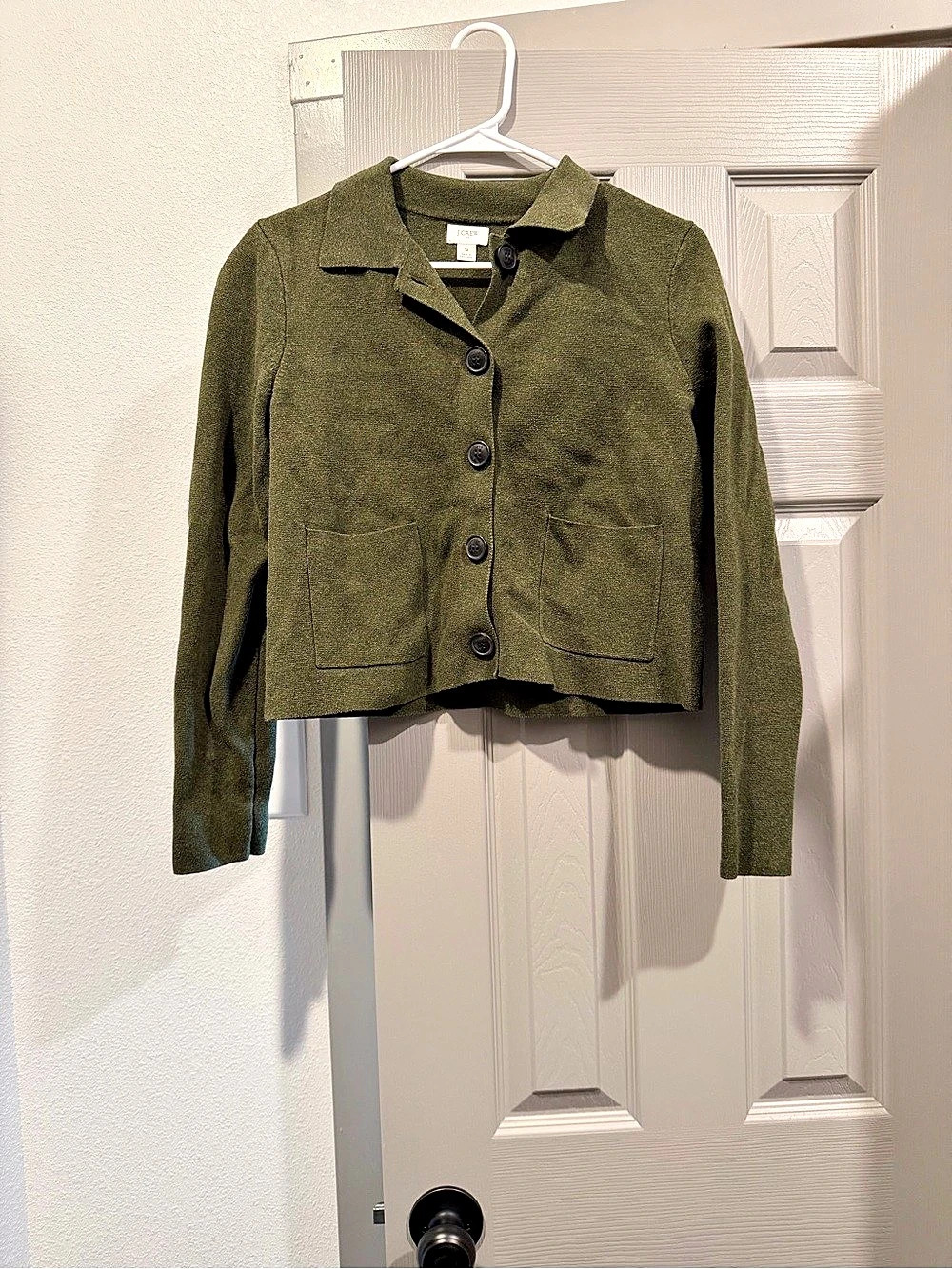 J.CREW Wool Cropped Jacket in Green Size Small Like New